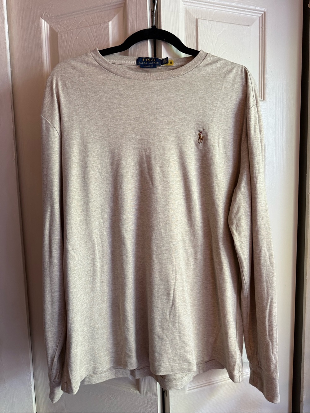 Ralph Lauren Long-Sleeve Crewneck Shirt in Light Beige